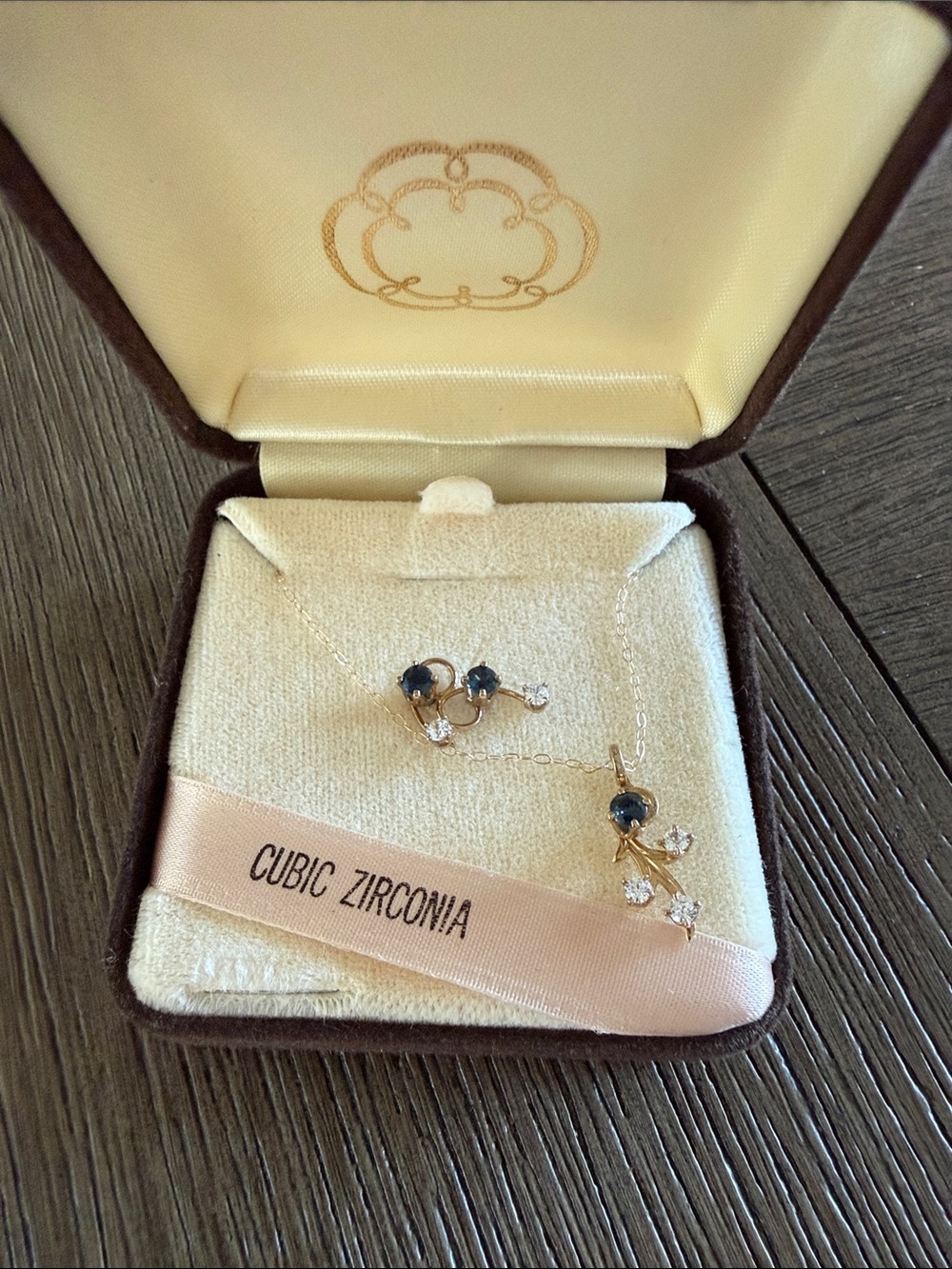 Delicate Blue Cubic Zirconia Pendant Necklace and Earrings Set